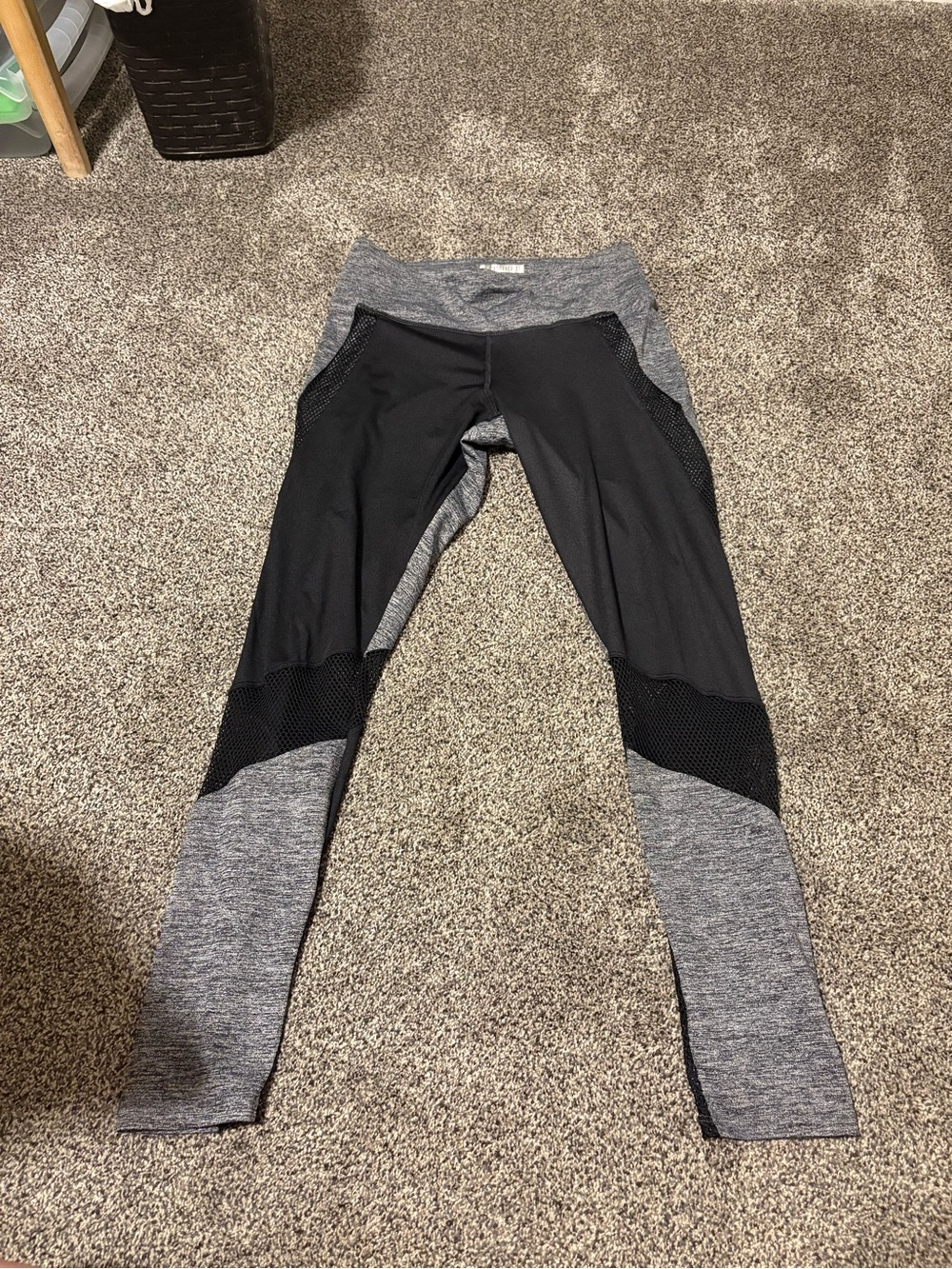 Forever 21 Gray and Black Mesh Panel Leggings